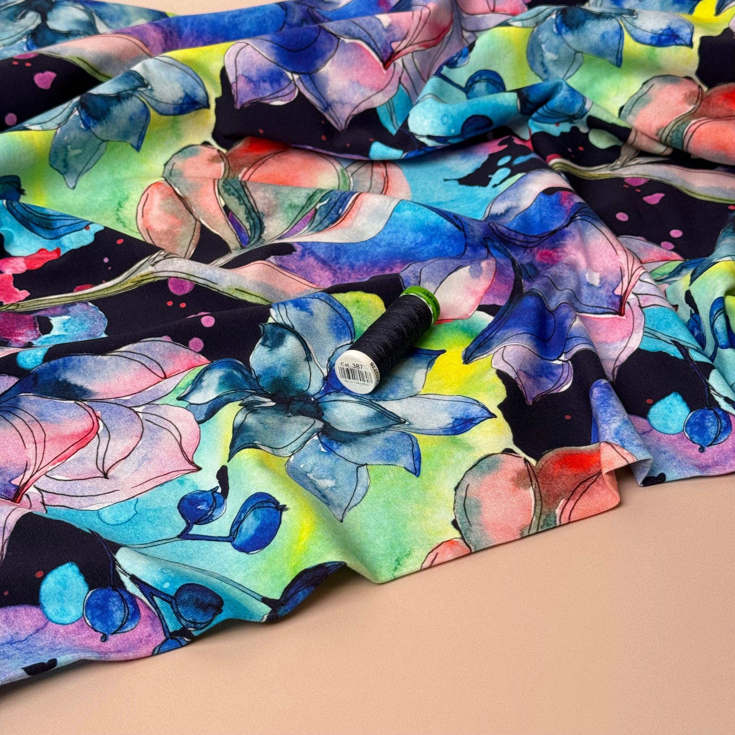 Danish Design - Abstract Neon Florals Cotton Jersey