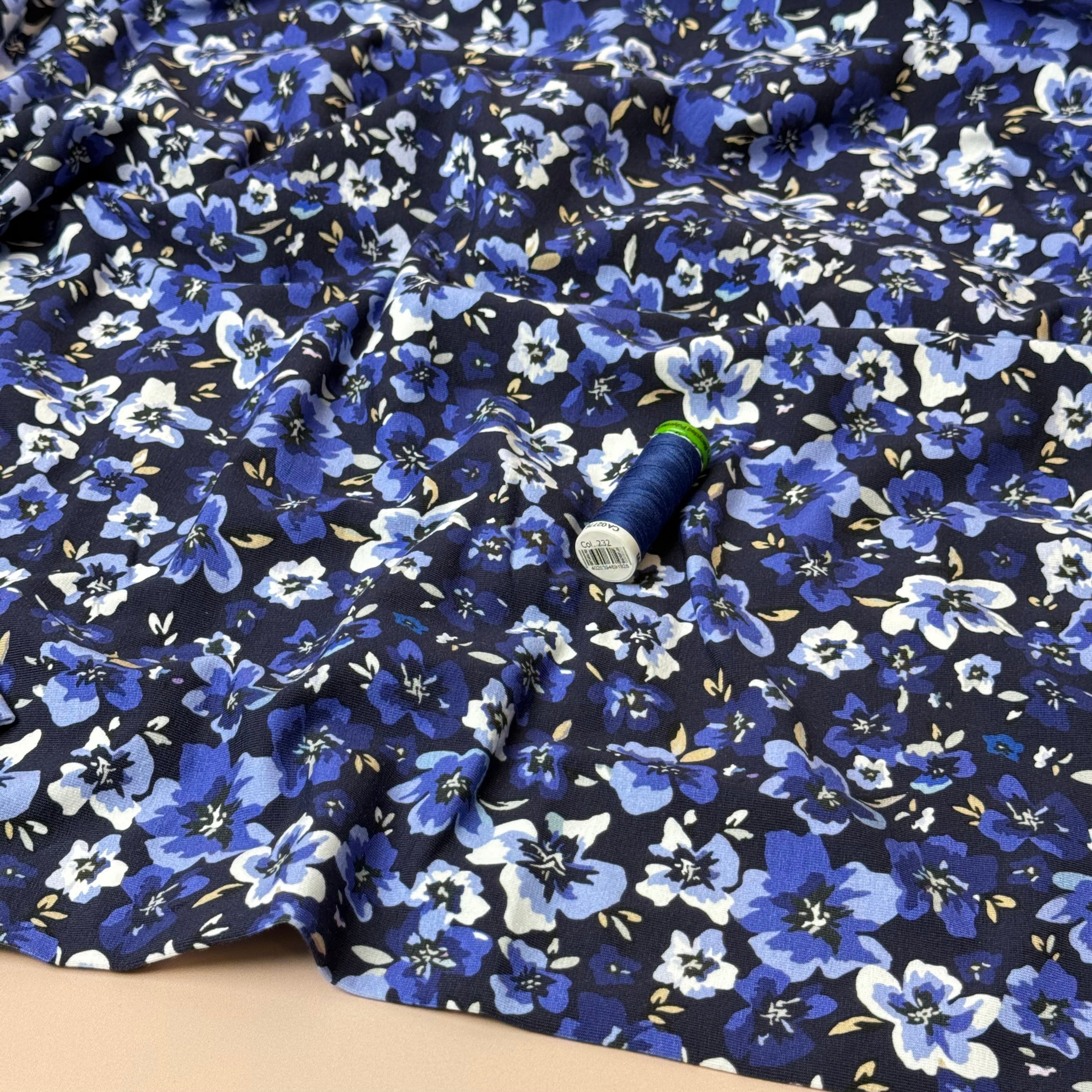Danish Design - Blue Ditsy Floral Cotton Jersey