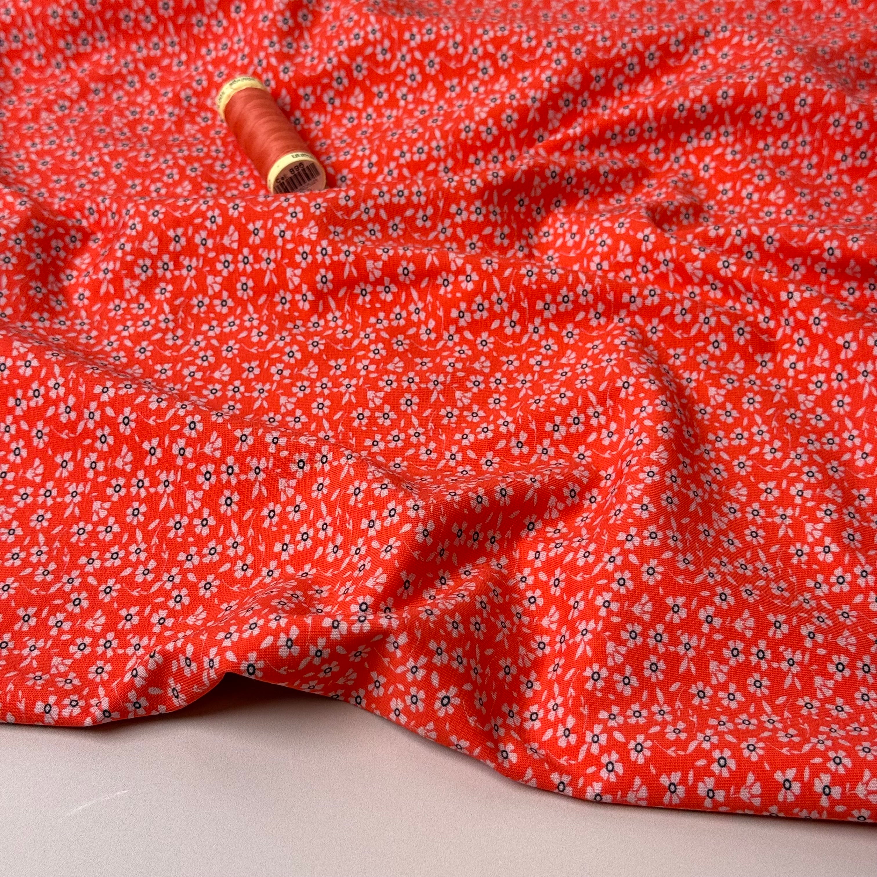 Danish Design - Coral Ditsy Flowers Cotton Jersey