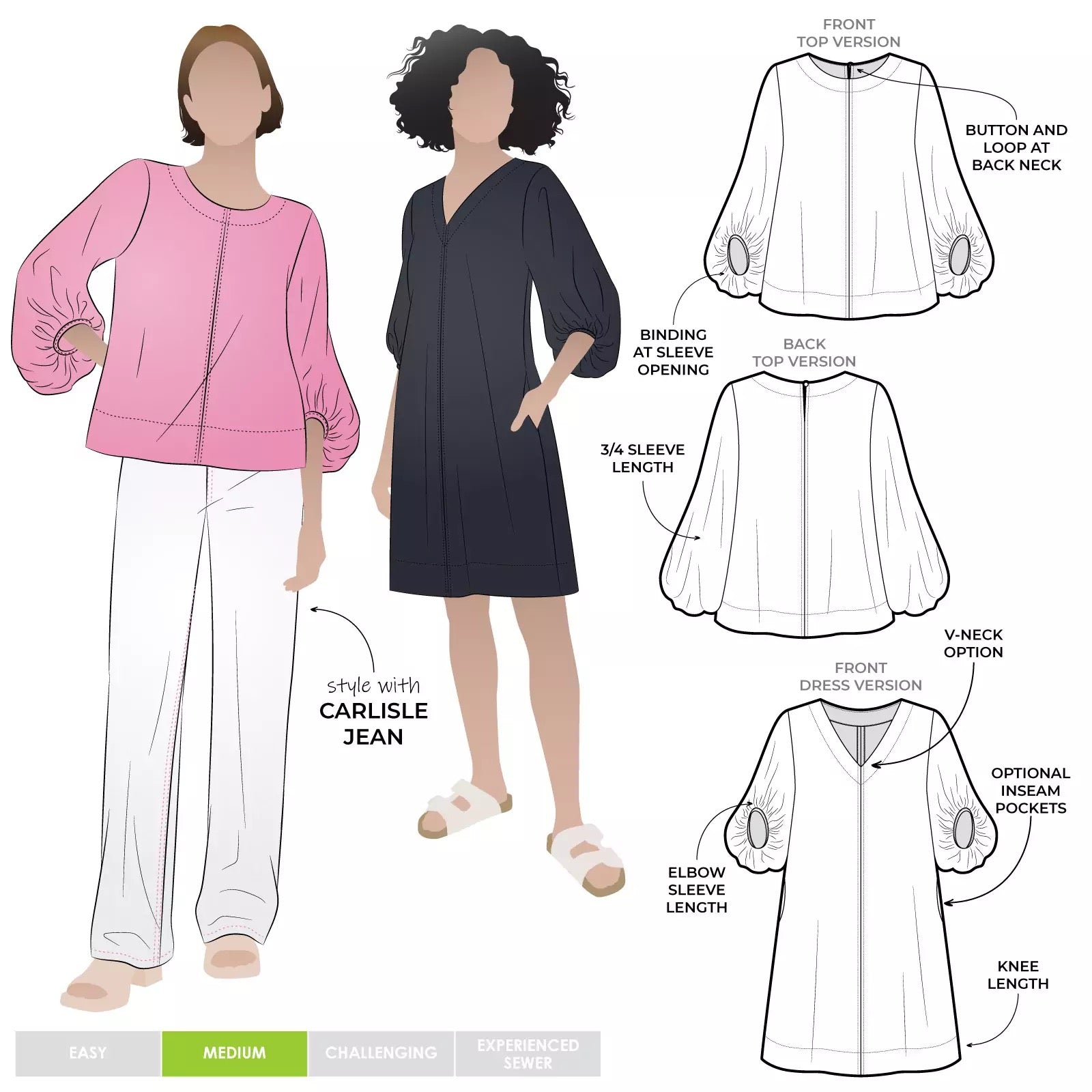 Style ARC - Zalia Top and Dress (Sizes 4 - 16)  Sewing Pattern