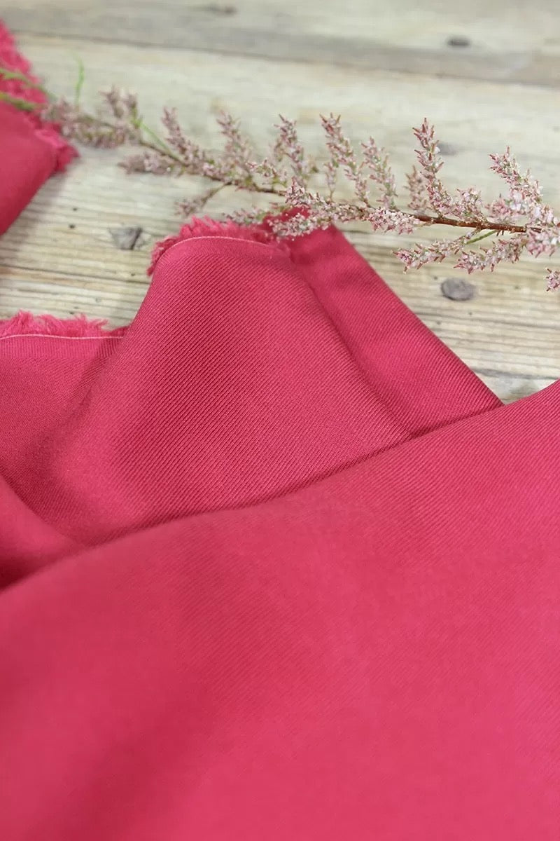 Églantine & Zoé - Plain Grenadine Pink ECOVERO™ Viscose Twill Fabric