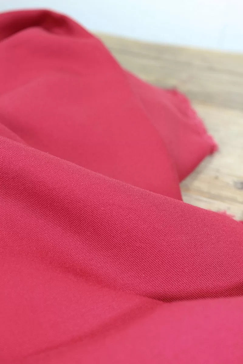 Églantine & Zoé - Plain Grenadine Pink ECOVERO™ Viscose Twill Fabric