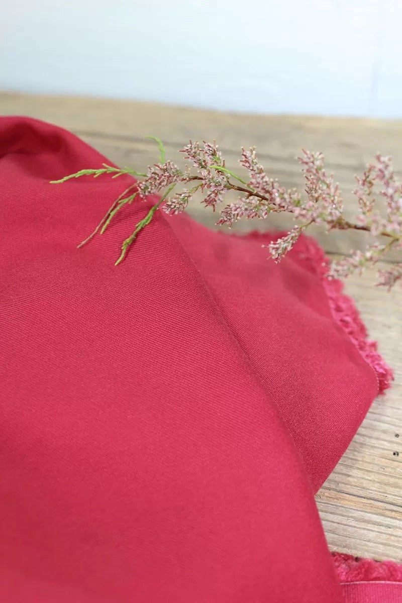 Églantine & Zoé - Plain Grenadine Pink ECOVERO™ Viscose Twill Fabric