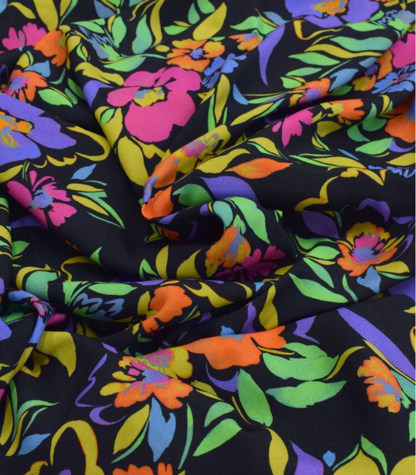 REMNANT 1.70 metres - Cousette - Flowers Bloom Viscose Crepe Fabric