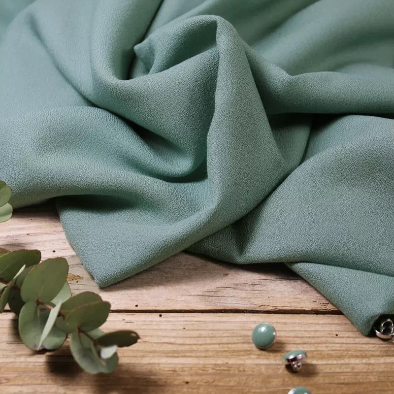 Églantine & Zoé - Sage Green Viscose Crepe Fabric