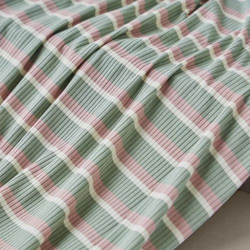 Derby Stripe Ribbed Jersey Soft Mint with TENCEL™ Modal Fibres