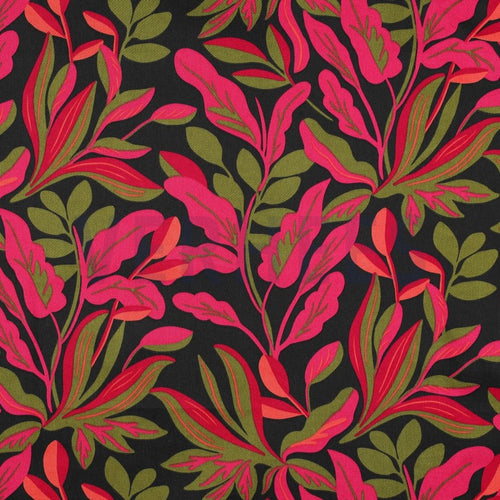 REMNANT 0.44 Metre - Nerida Hansen - Lush Leaves Jet Back Cotton Sateen Fabric