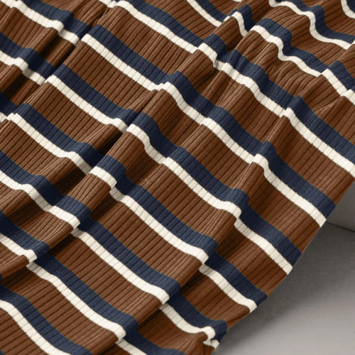 Derby Stripe Ribbed Jersey Pecan with TENCEL™ Modal Fibres
