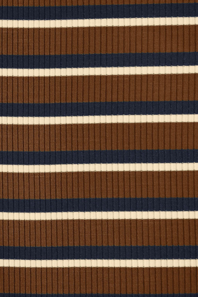 Derby Stripe Ribbed Jersey Pecan with TENCEL™ Modal Fibres