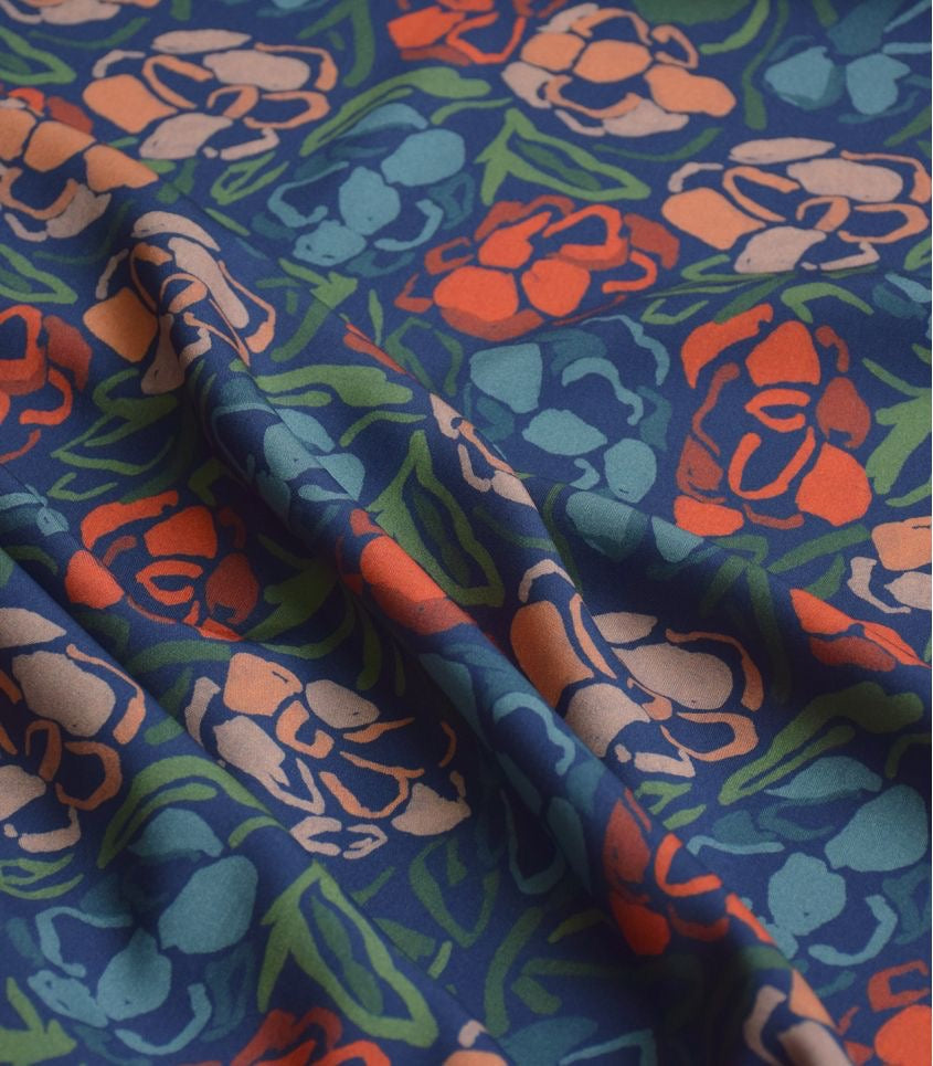 Cousette - Rose Garden Midnight Viscose Fabric