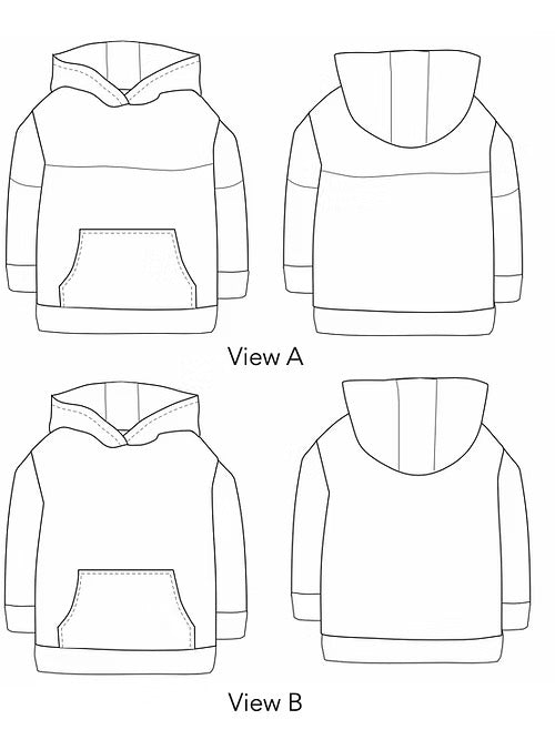 Two Stitches - Finley Colour Blocked Hoodie Sewing Pattern 2 - 14 years