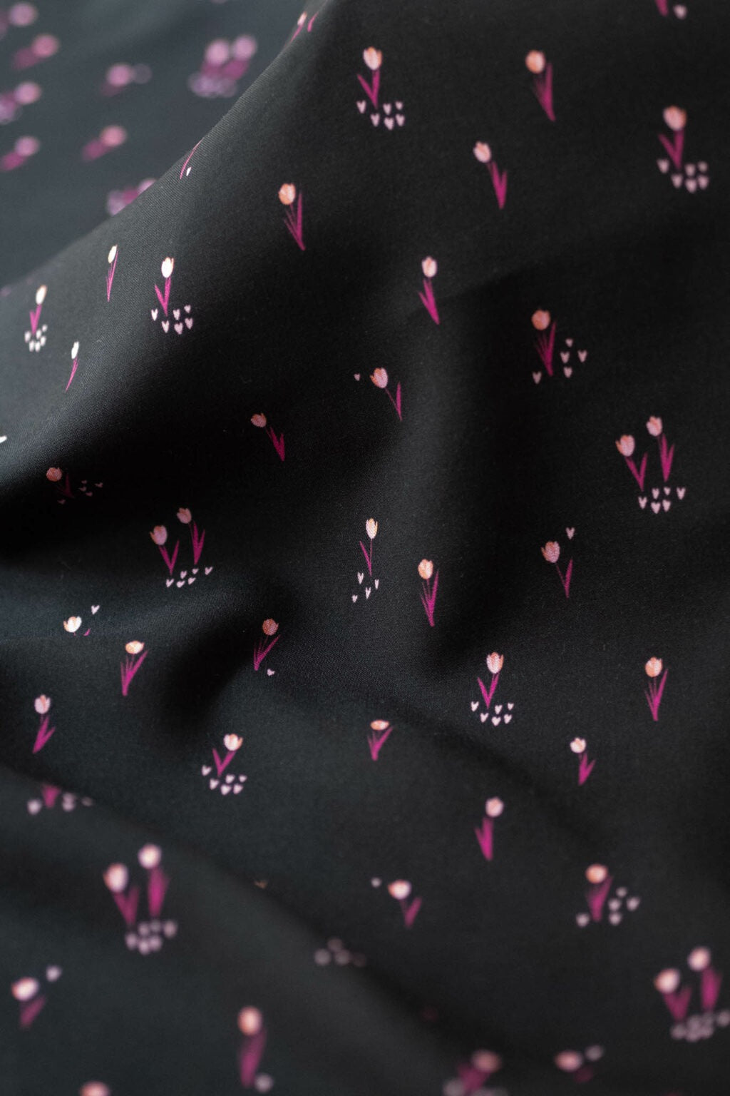 Lise Tailor - Bloom Everyday on Black Noir Viscose Fabric