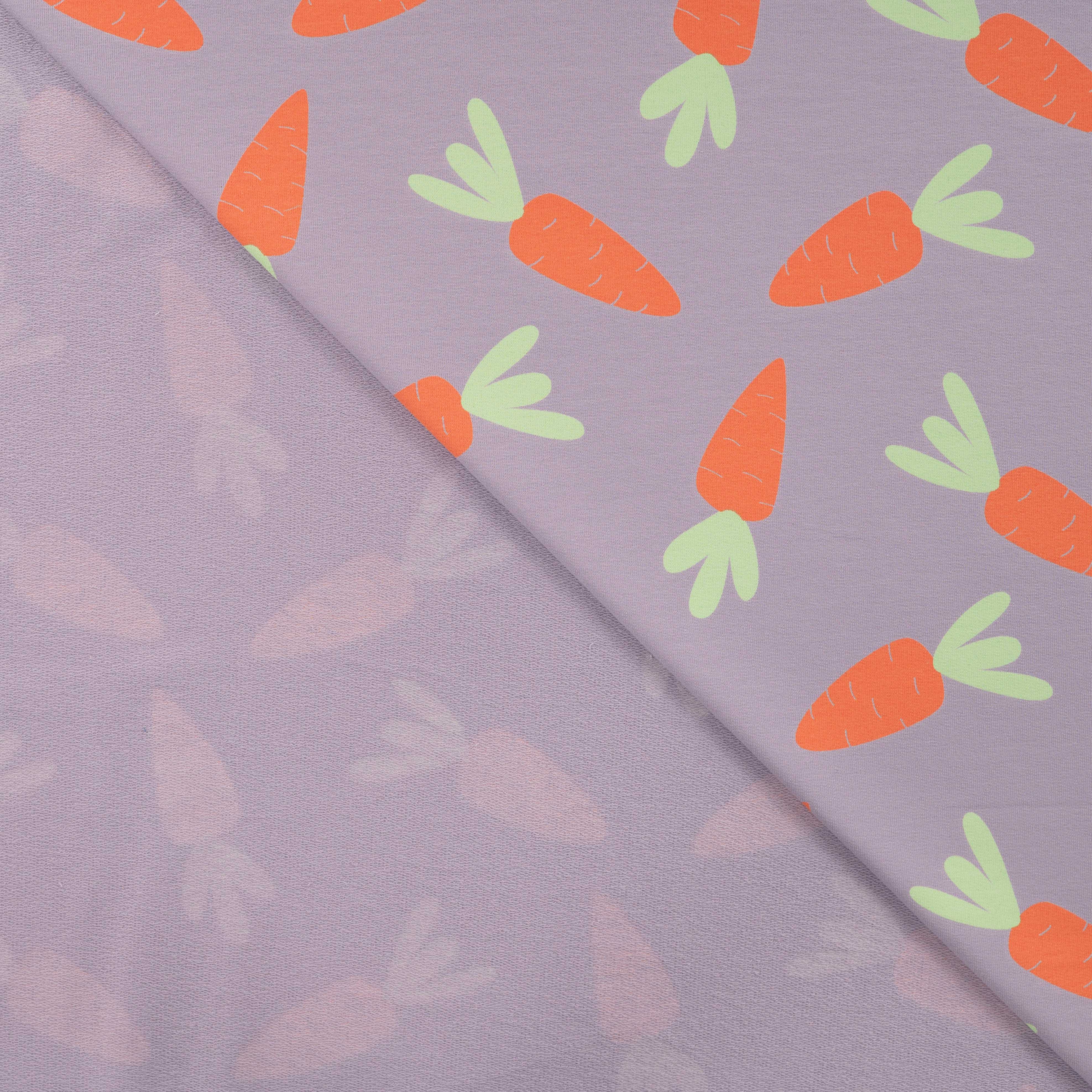 Carrots on Lilac Cotton French Terry