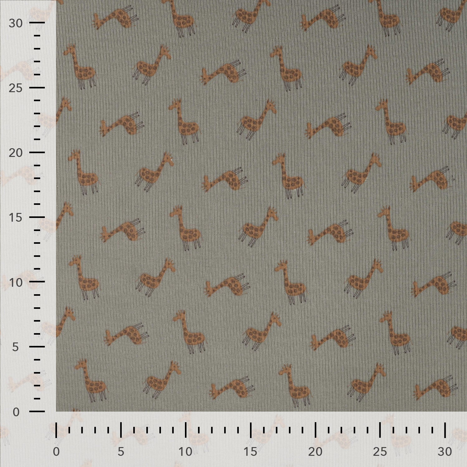 Cute Giraffes Cotton Ribbed Jersey in Olive