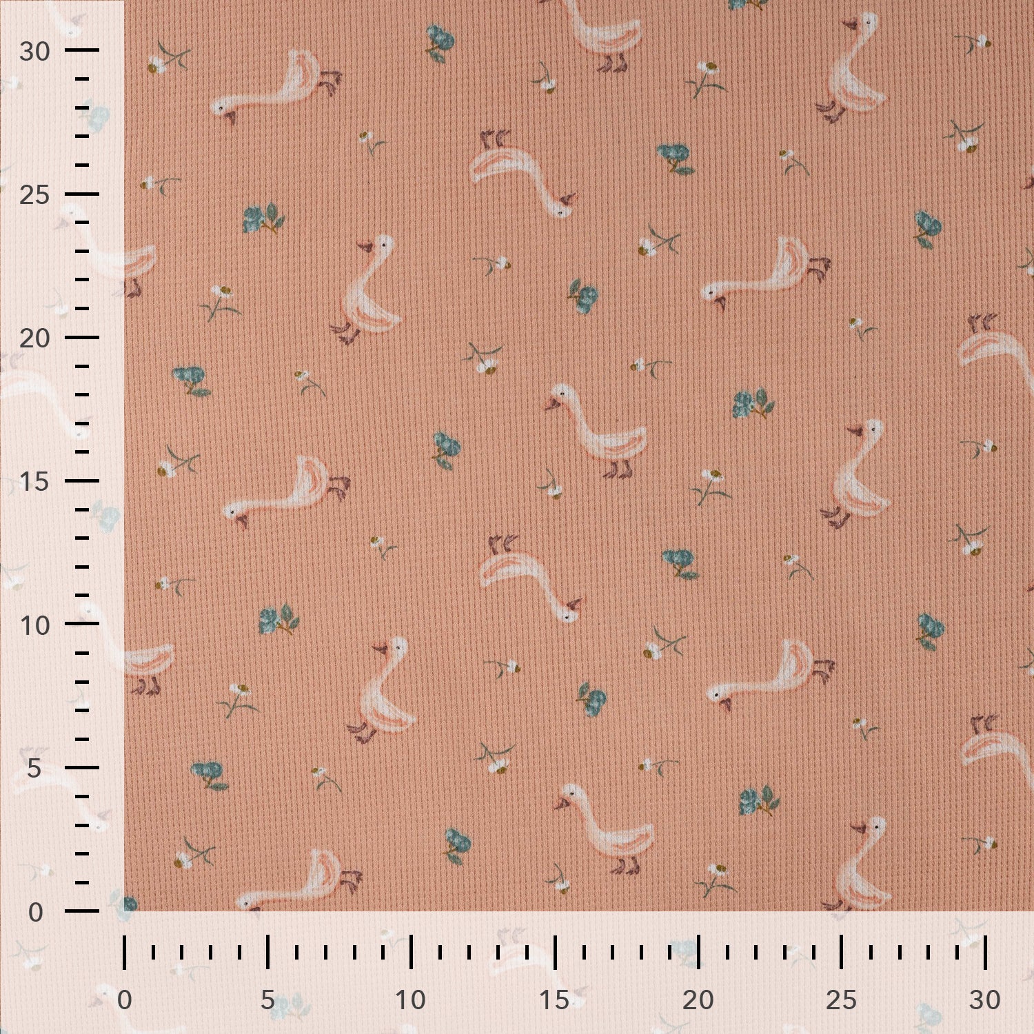 Cute Goslings Cotton Waffle Jersey in Dusky Salmon