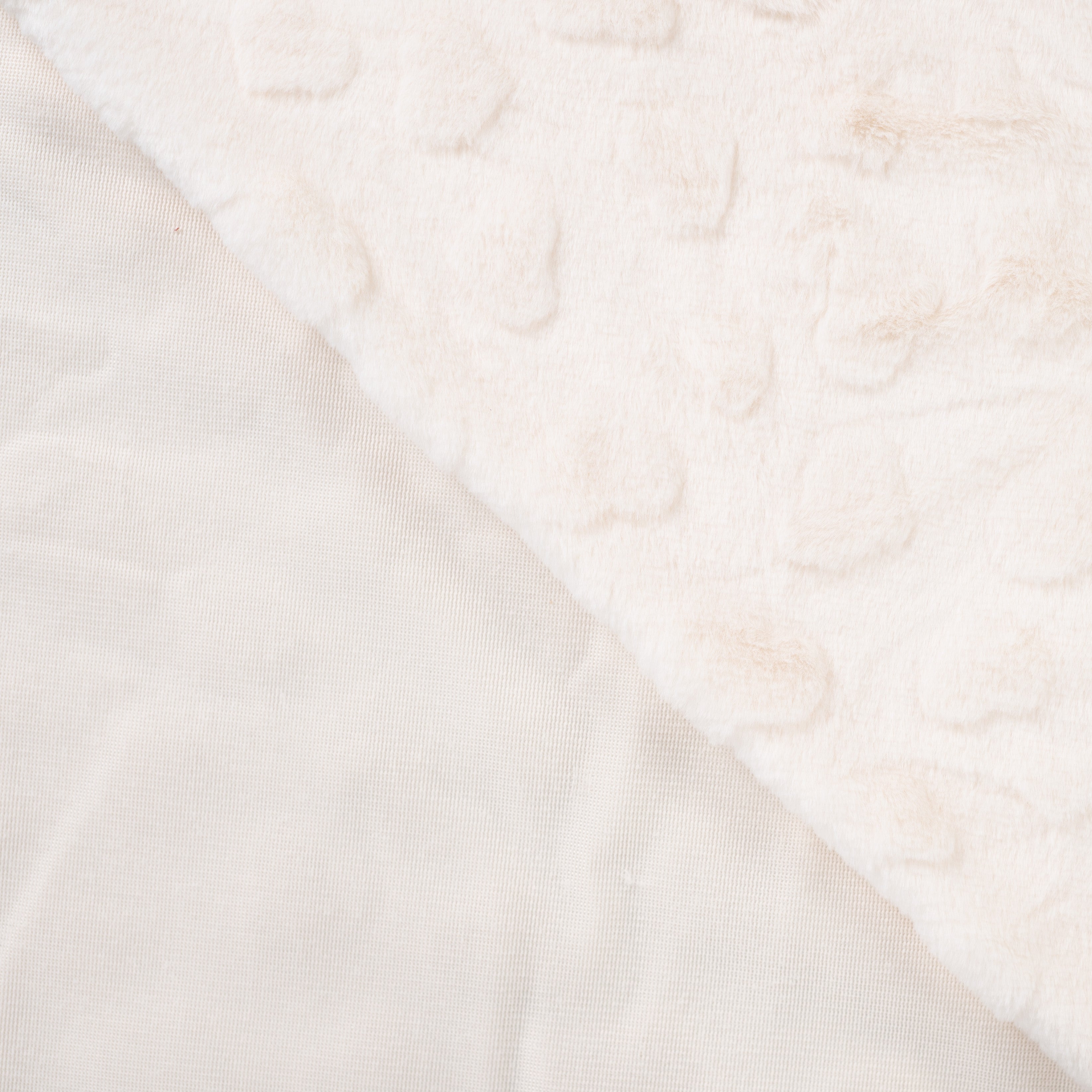 Fur Fabric with Hearts in Off-White