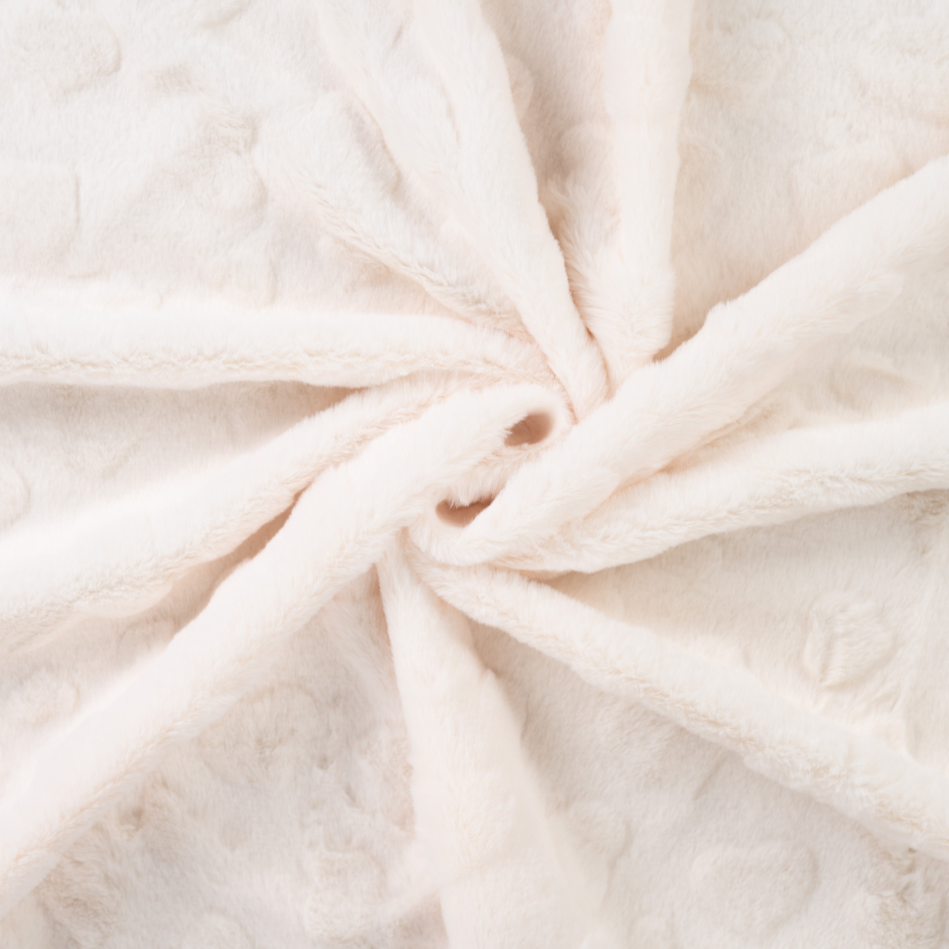 Fur Fabric with Hearts in Off-White
