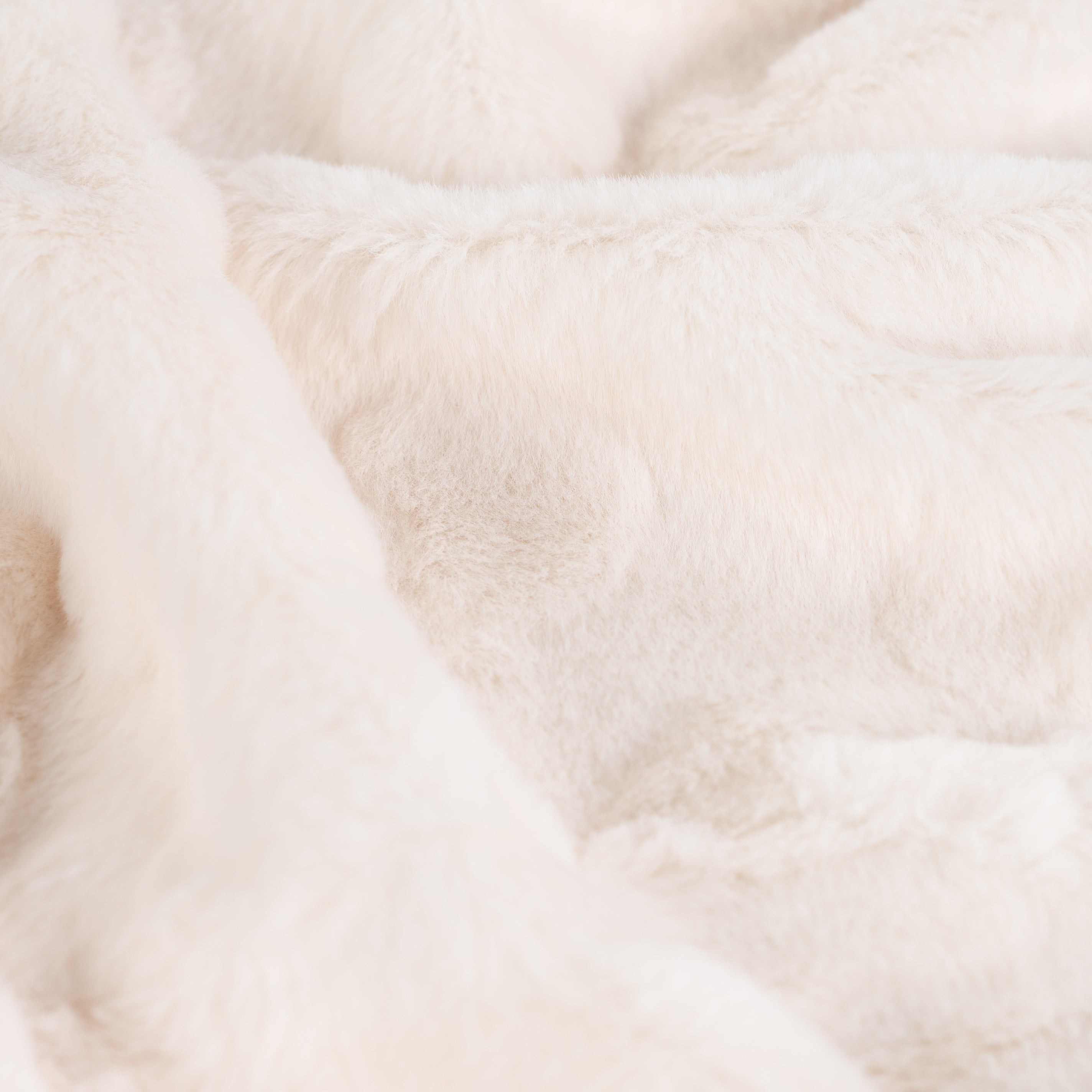 Fur Fabric with Hearts in Off-White