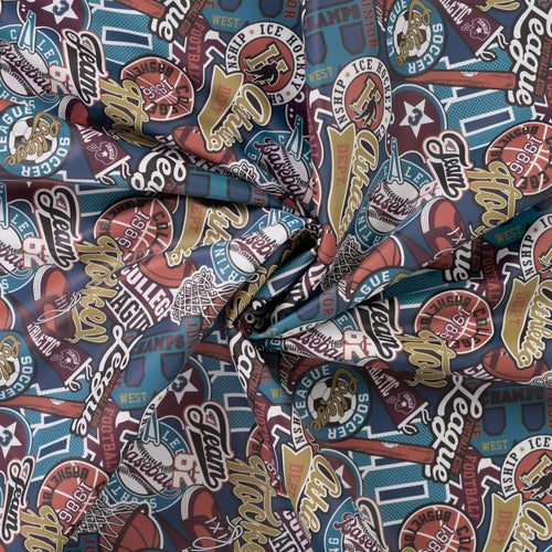 Sports Themed Teal Raincoat Fabric