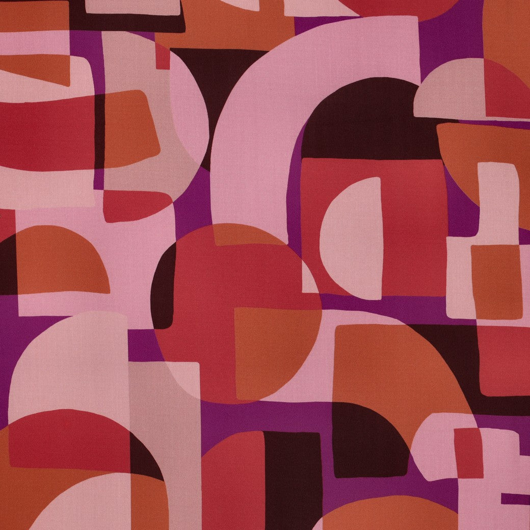 Abstract Shapes in Pink LENZING™ ECOVERO™ Viscose Fabric