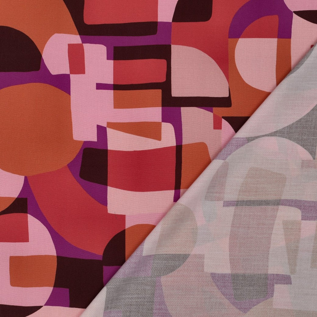 Abstract Shapes in Pink LENZING™ ECOVERO™ Viscose Fabric