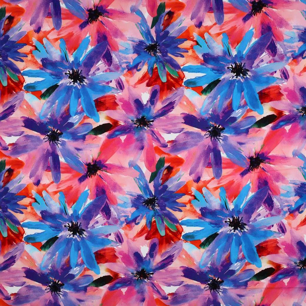 Painted Asters LENZING™ ECOVERO™ Viscose Fabric
