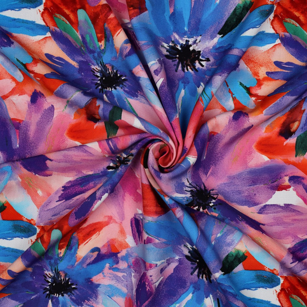 Painted Asters LENZING™ ECOVERO™ Viscose Fabric