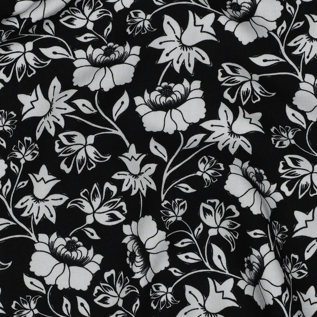 Climbing Florals in Black LENZING™ ECOVERO™ Viscose Fabric
