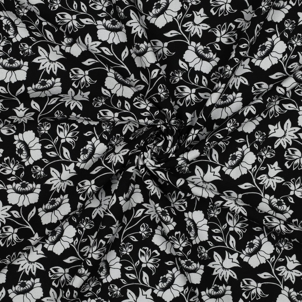 Climbing Florals in Black LENZING™ ECOVERO™ Viscose Fabric
