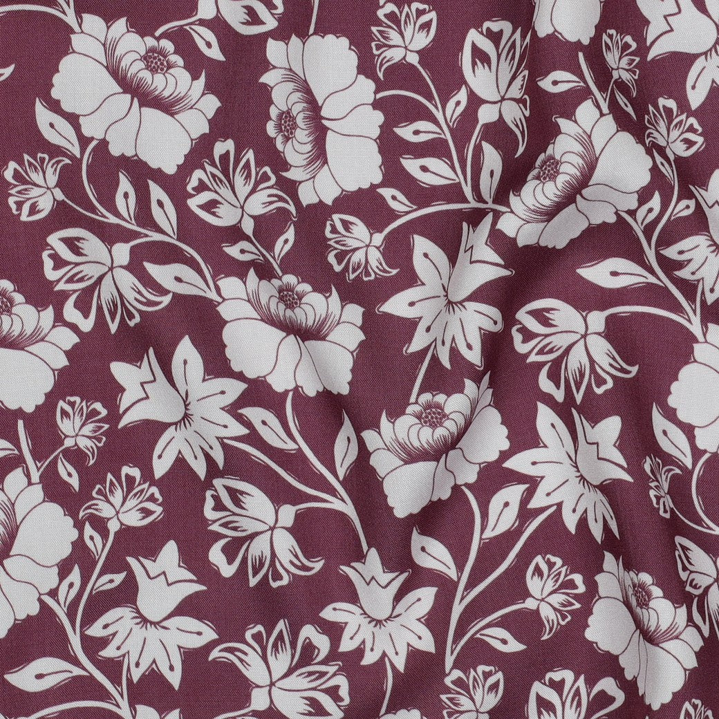 Climbing Florals in Mauve LENZING™ ECOVERO™ Viscose Fabric