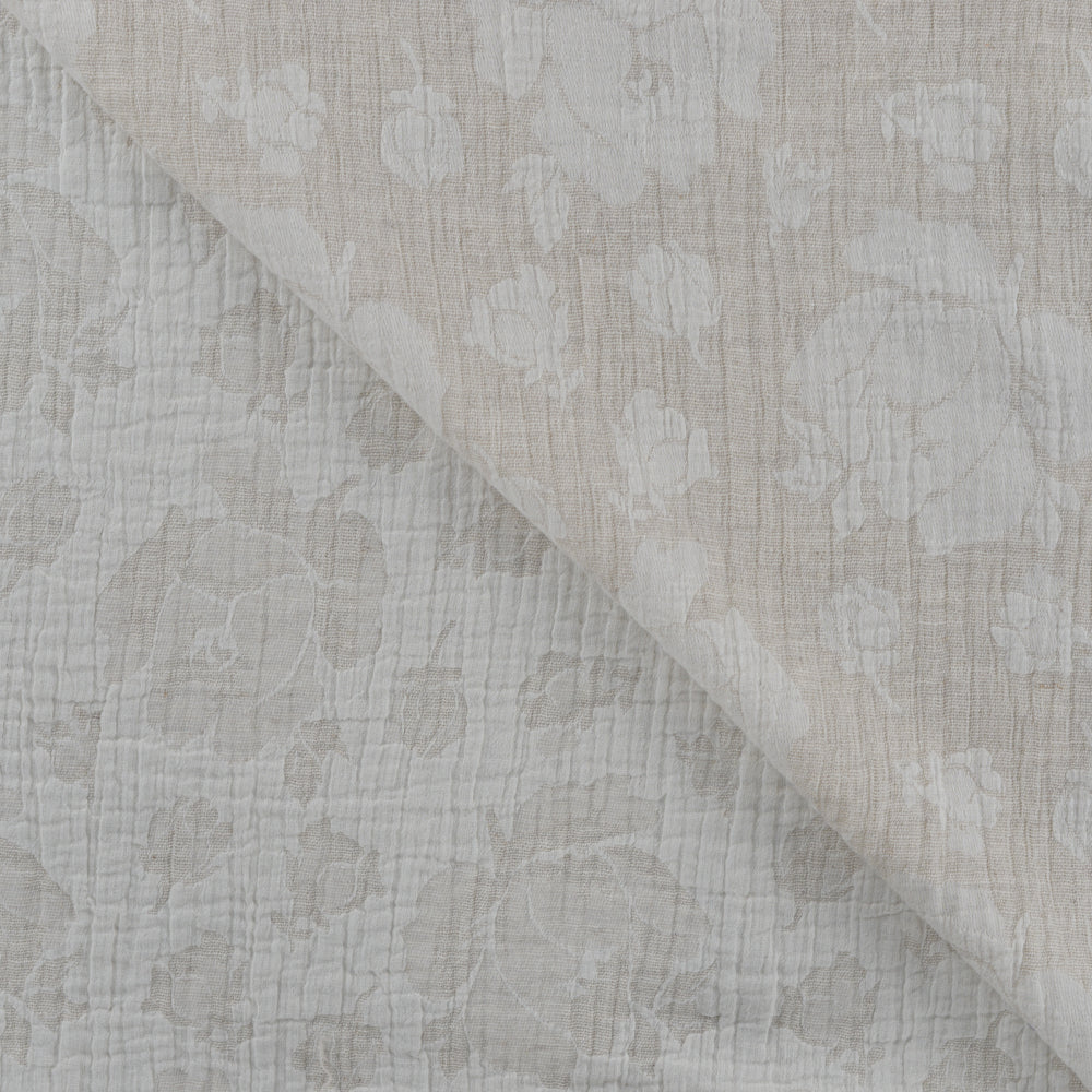 Peonies Natural Cotton Linen Jacquard Fabric