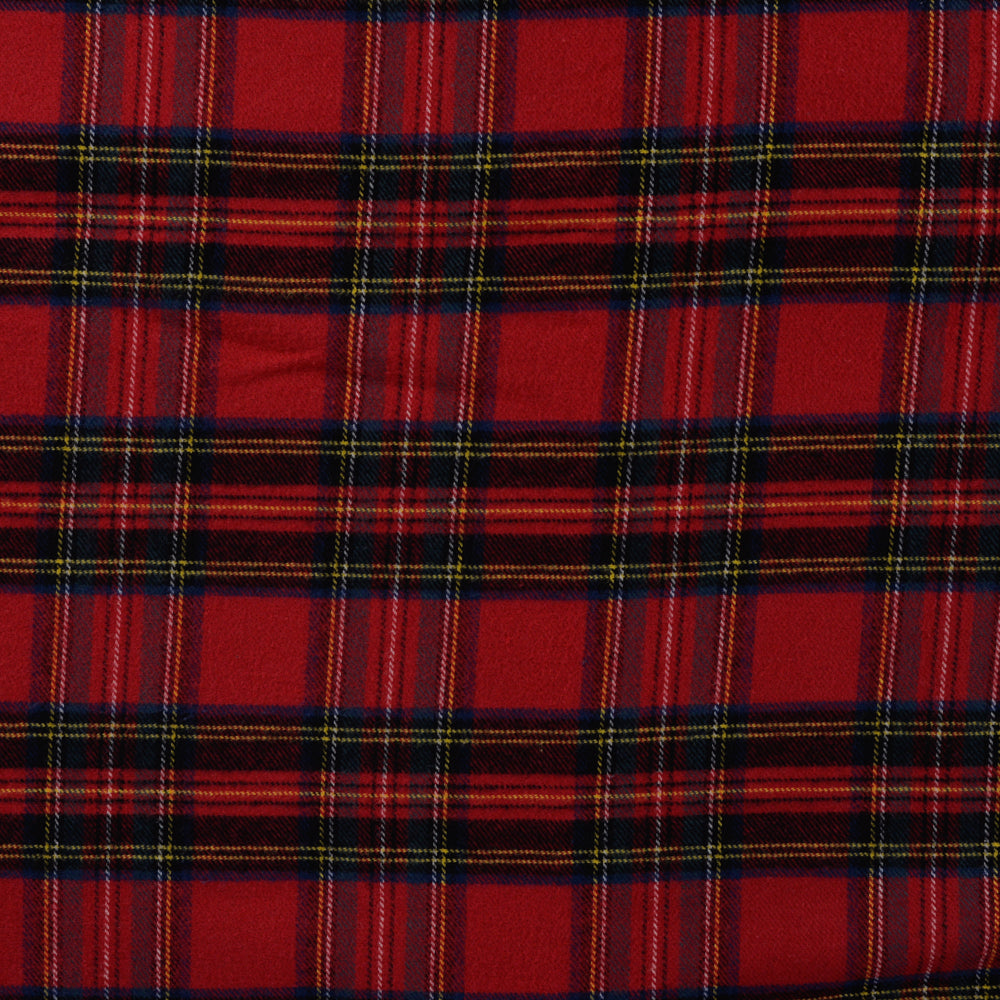 Red Plaid Check Brushed Cotton Flannel