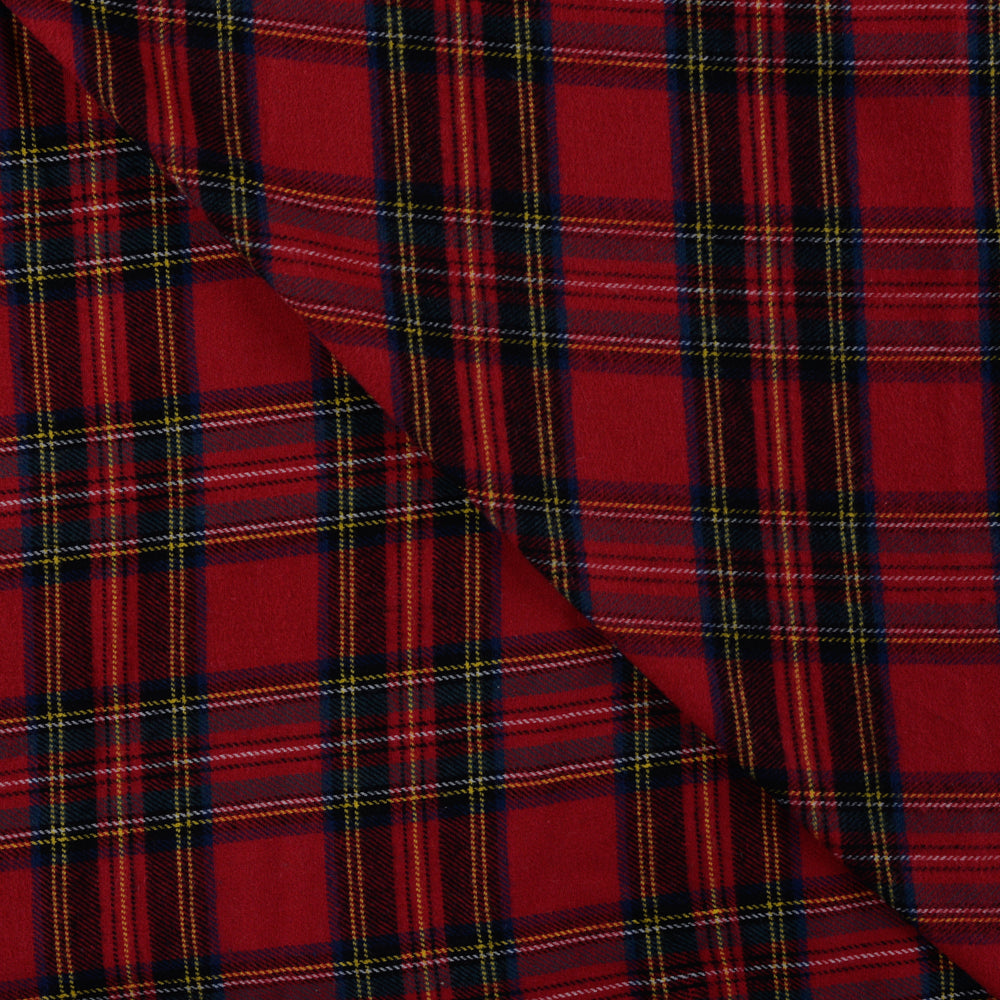 Red Plaid Check Brushed Cotton Flannel