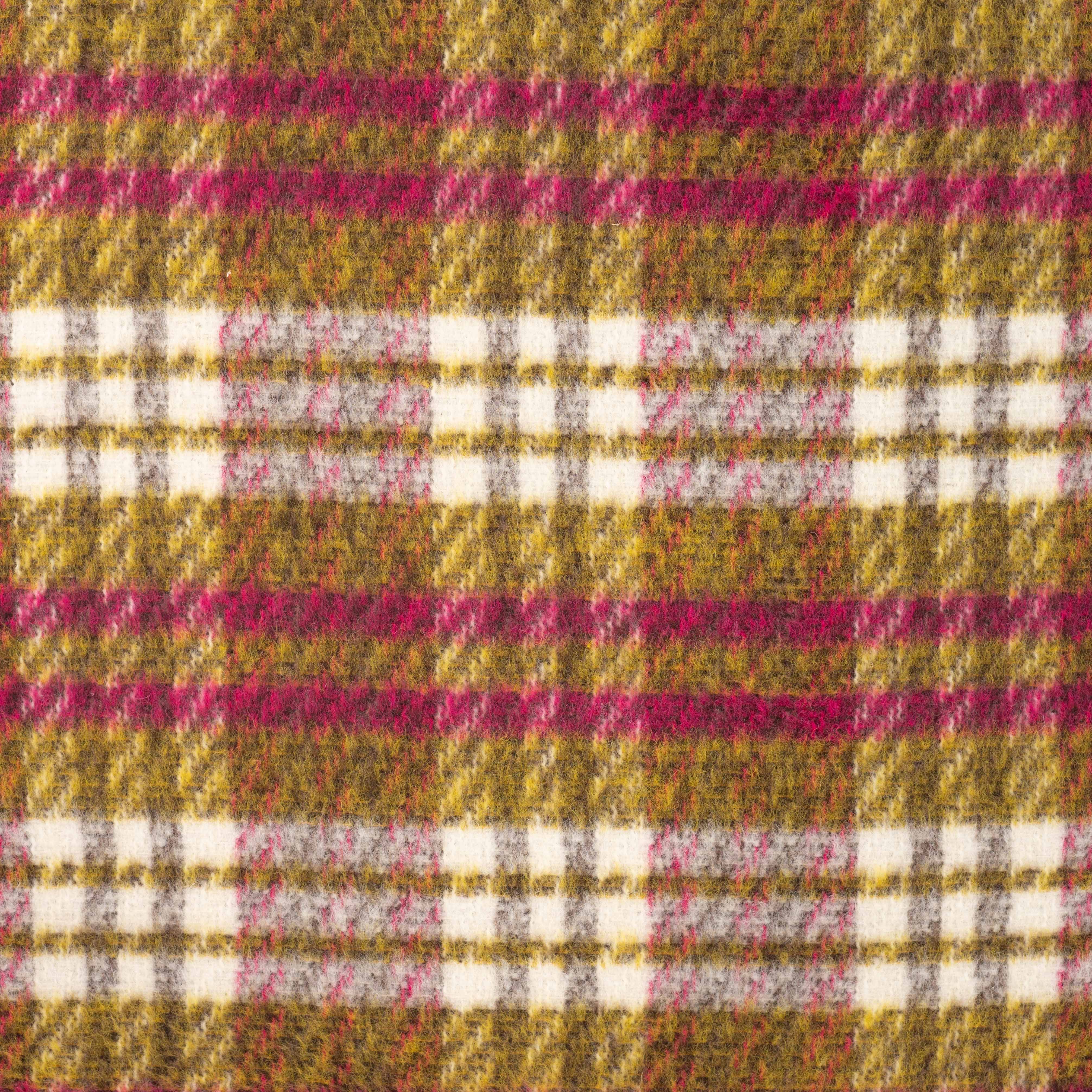 Kirstie in Green and Pink Checked Wool & Cotton Blend Coat Fabric