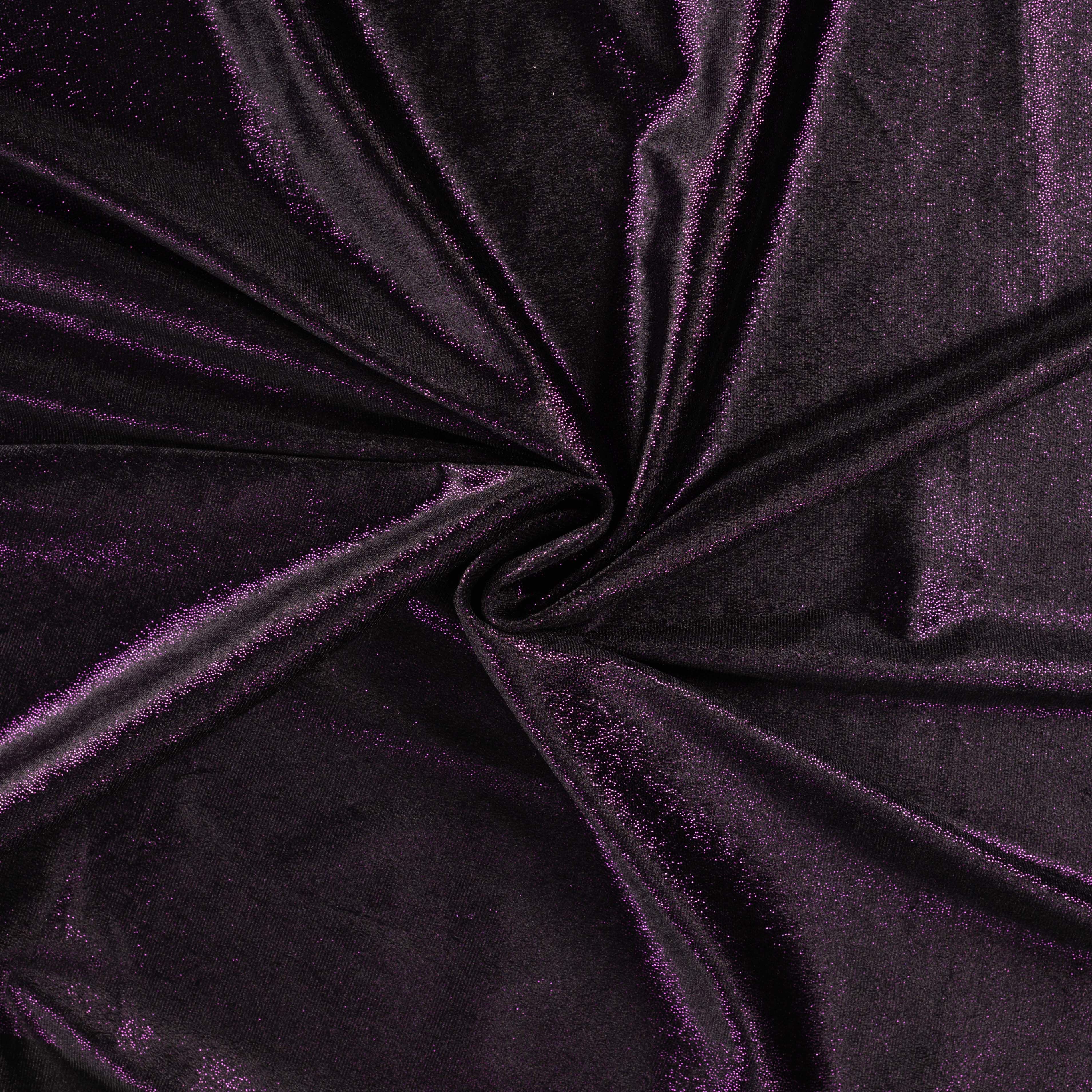 Sparkle Purple Velour / Velvet Fabric with Foil