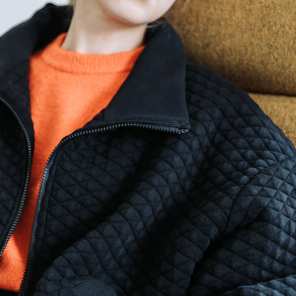 See You At Six - Black Quilted Piqué Knit Extra Wide