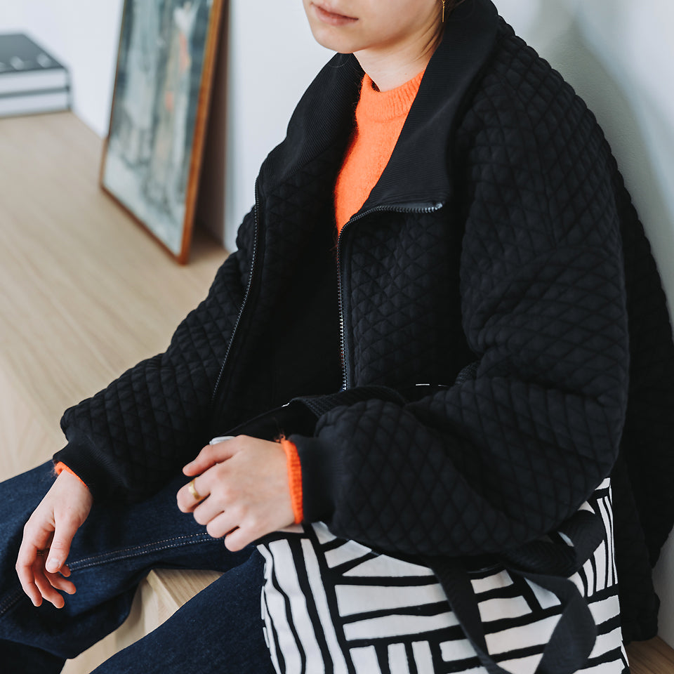 See You At Six - Black Quilted Piqué Knit Extra Wide
