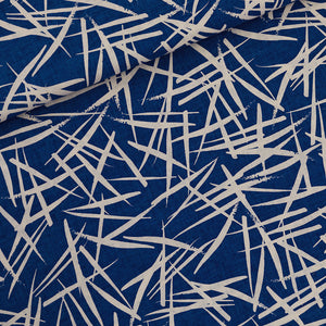 See You At Six - Ink Strokes Set Sail Blue Linen Viscose Fabric