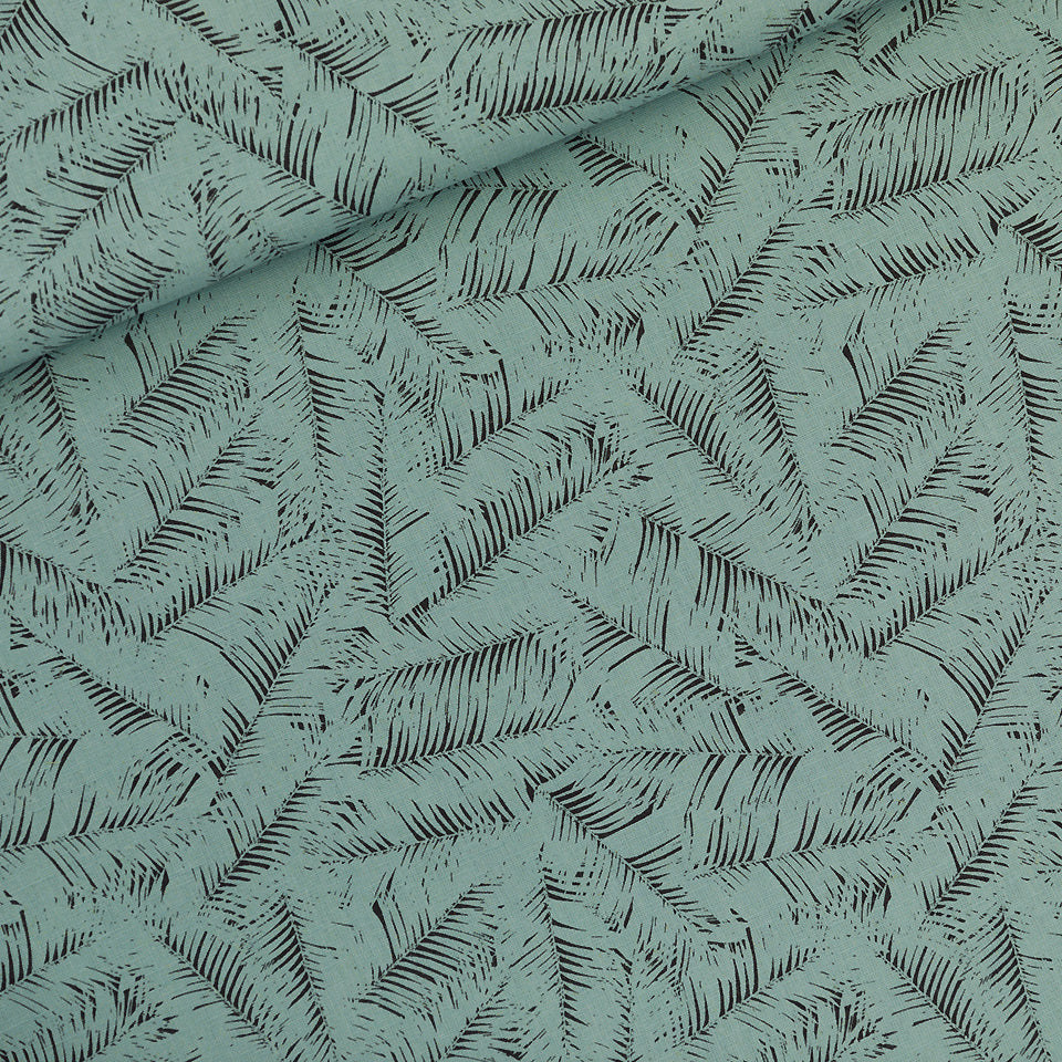 See You At Six - Leaf Shelter Green Surf Linen Viscose Fabric