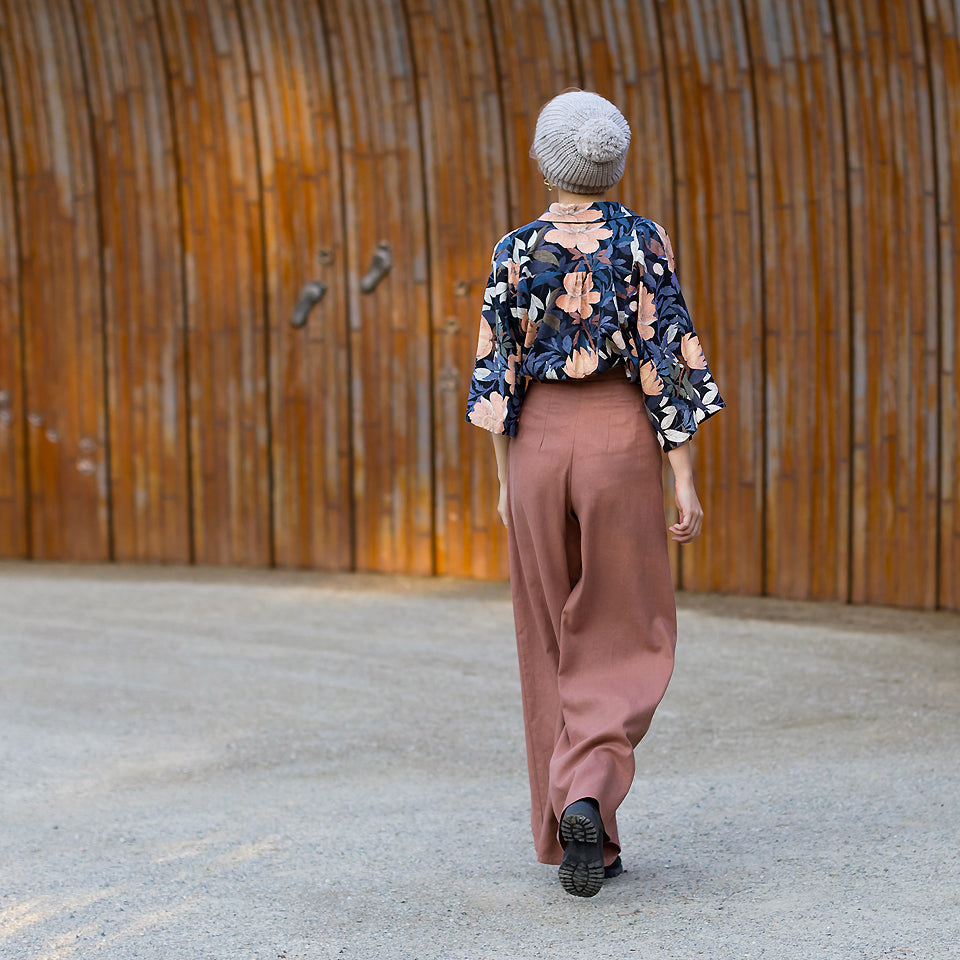 See You At Six - Russet Plain Linen Viscose Fabric