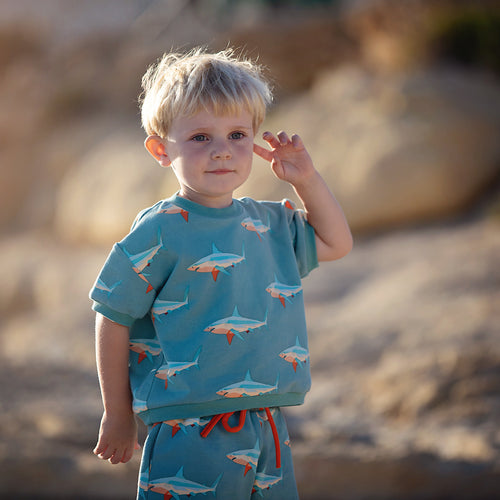 See You At Six - Sharks in Dusty Turquoise French Terry