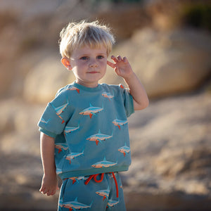 See You At Six - Sharks in Dusty Turquoise French Terry