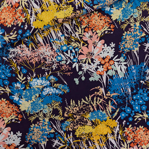 See You At Six - Wild Flowers Evening Blue EcoVero Viscose Rayon Sateen