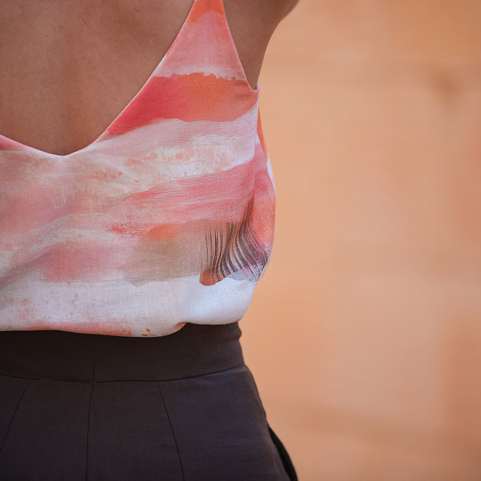 See You At Six - Ember Horizon Linen Viscose Fabric