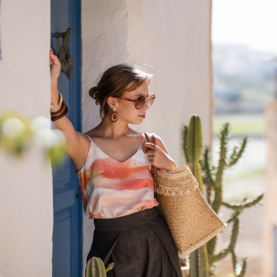 See You At Six - Ember Horizon Linen Viscose Fabric
