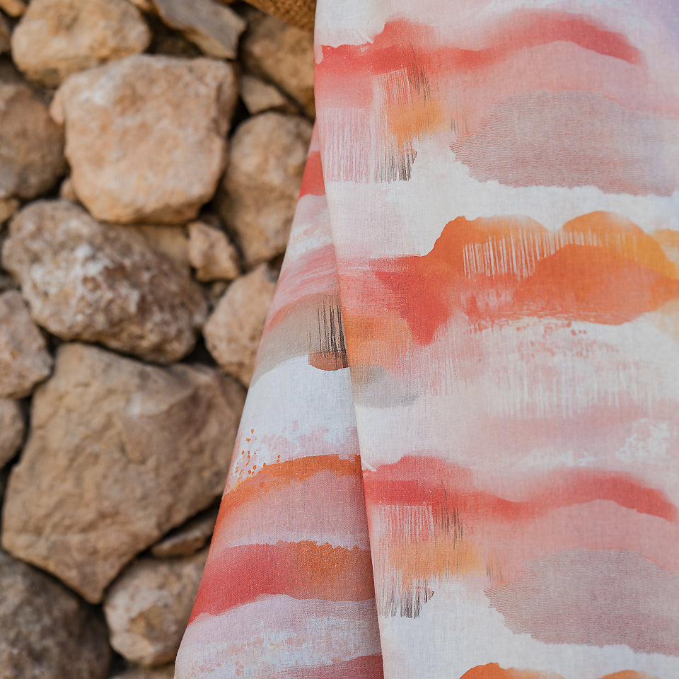 See You At Six - Ember Horizon Linen Viscose Fabric