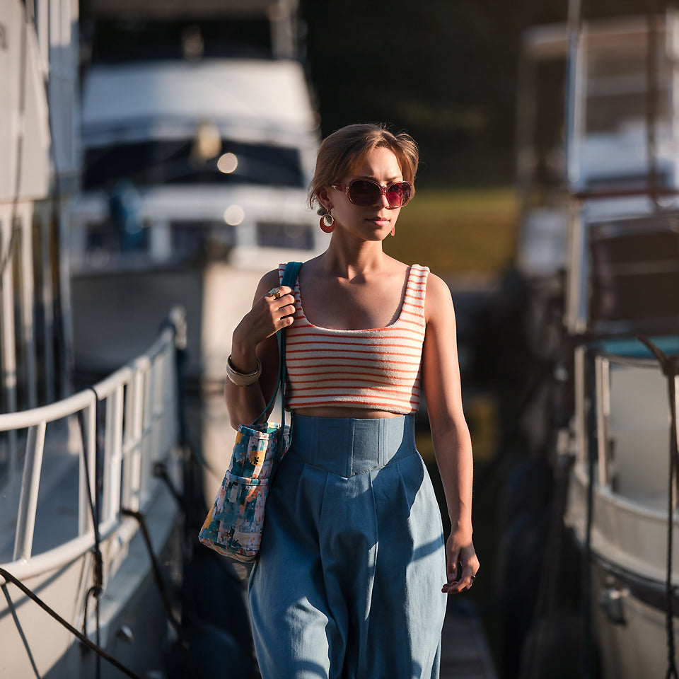 See You At Six - Horizontals in Whisper Beige Sponge Terry Cloth Extra Wide