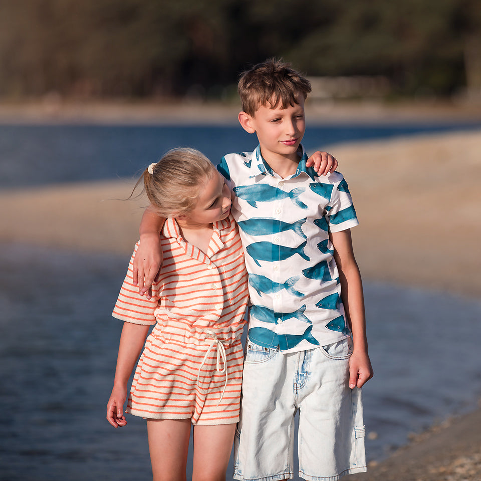 See You At Six - Horizontals in Whisper Beige Sponge Terry Cloth Extra Wide