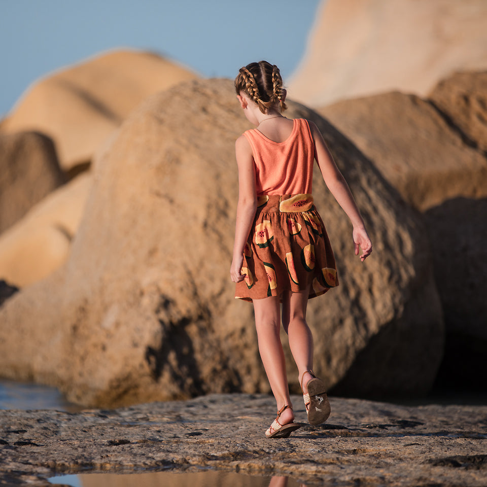 See You At Six - Papayas in Glazed Ginger Linen Viscose Fabric