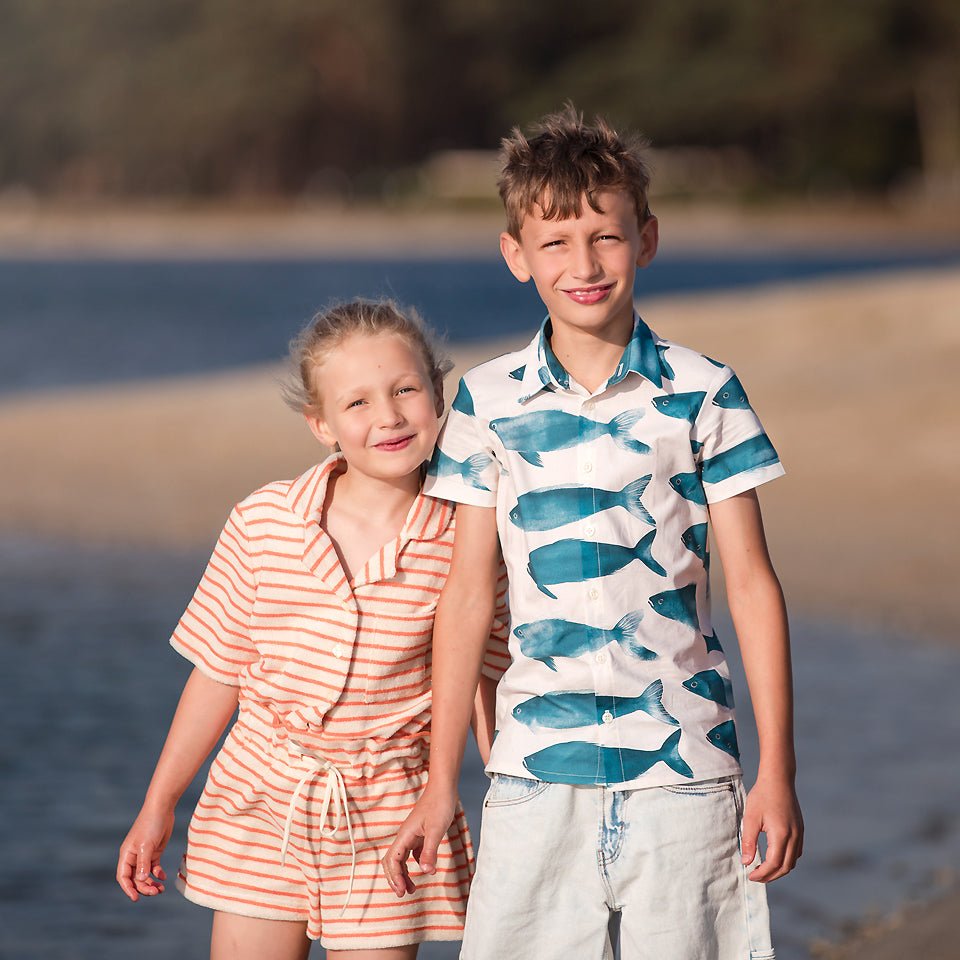 See You At Six - Phishies in Whisper Beige Soft Cotton Poplin